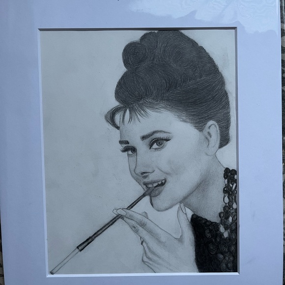 Audrey Hepburn original sketch, matted, 11x14, graphite - Picture 3 of 4